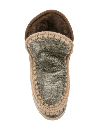 Shop Mou Crochet Stitch-trim Sneaker Boots In Gold