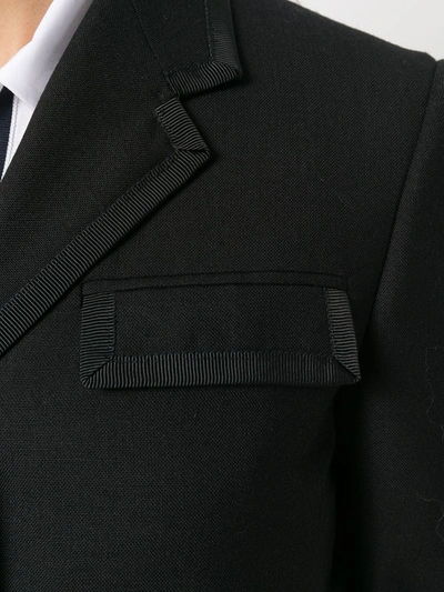 Shop Thom Browne Grosgrain Tipping Chesterfield Coat In Black