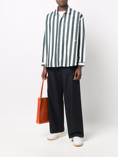 Sunnei Striped Long-sleeve Shirt In Green
