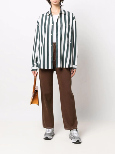 Sunnei Striped Long-sleeve Shirt In Green