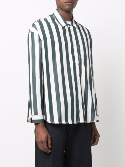 Sunnei Striped Long-sleeve Shirt In Green
