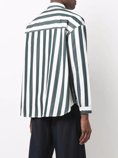 Sunnei Striped Long-sleeve Shirt In Green