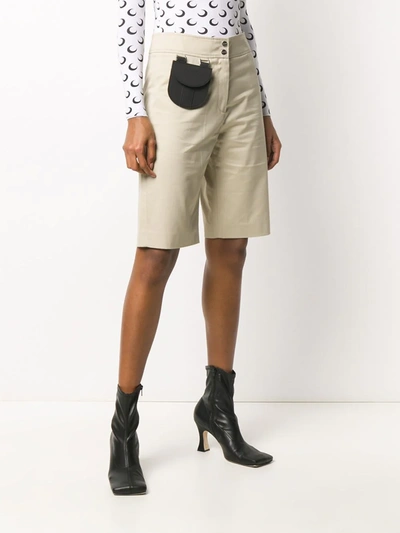 Shop Palm Angels Contrasting Pocket Knee-length Shorts In Neutrals