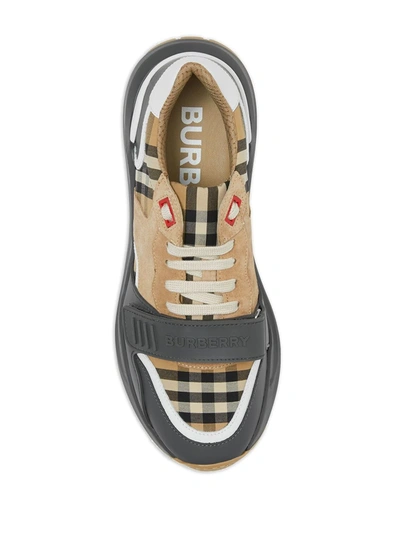 Shop Burberry Vintage Check Sneakers In Grey