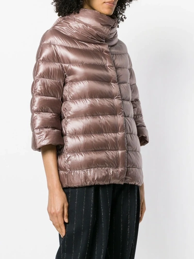 Shop Herno 3/4 Sleeve Puffer Jacket In Pink