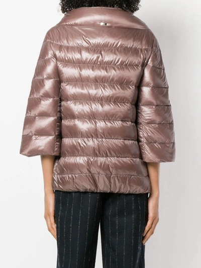 Shop Herno 3/4 Sleeve Puffer Jacket In Pink