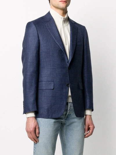 Shop Canali Textured Woven Blazer In Blue