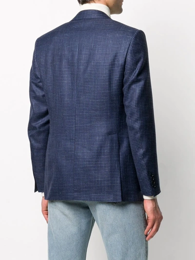 Shop Canali Textured Woven Blazer In Blue
