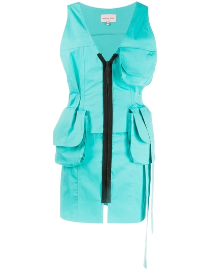 Shop Natasha Zinko Two-pocket Cargo Dress In Blue