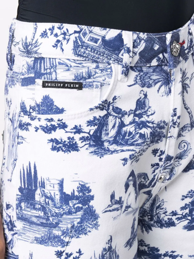 Philipp Plein Denim Mykonos Fit Print En Plein Air In Weiss
