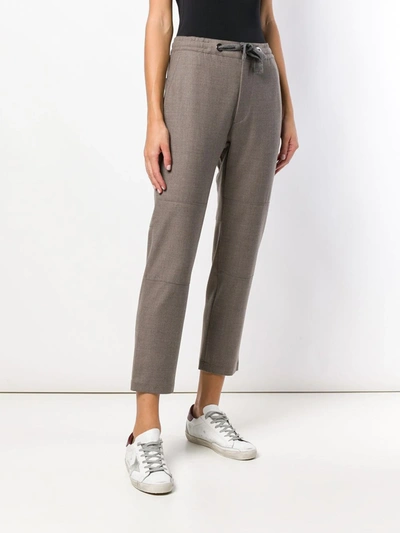 Shop Eleventy Loose Fit Track Trousers In Neutrals
