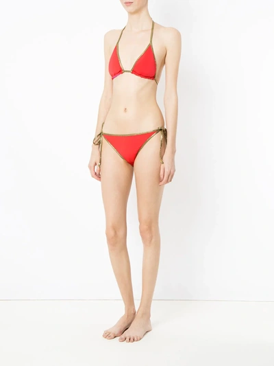 Shop Amir Slama Gold-tone Trimming Bikini Set In Red