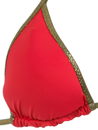 Shop Amir Slama Gold-tone Trimming Bikini Set In Red