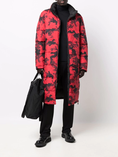 Michael Kors Camouflage-print Reversible Coat In Red