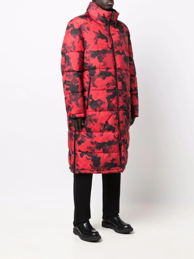 Shop Michael Kors Camouflage-print Reversible Coat In Red