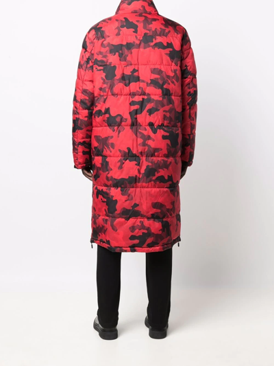 Shop Michael Kors Camouflage-print Reversible Coat In Red