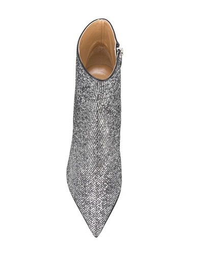 Shop Sergio Rossi Glitter Ankle Boots In Grey