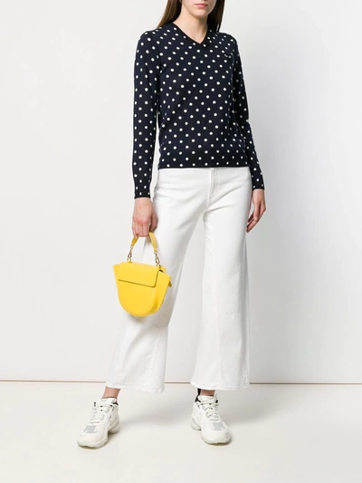 Shop Comme Des Garçons Play Polka-dot Knit Sweater In Blue