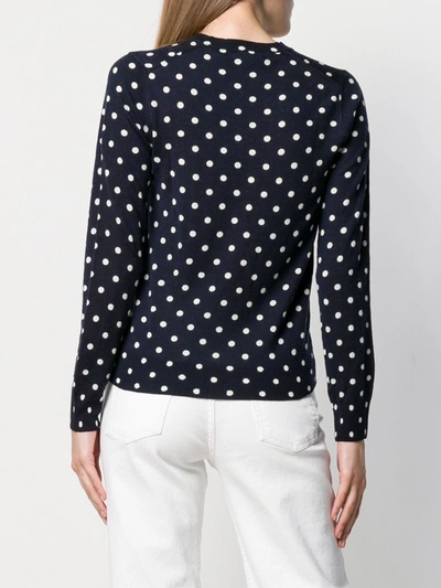 Shop Comme Des Garçons Play Polka-dot Knit Sweater In Blue