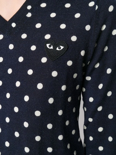 Comme Des Garçons Play Polka-dot Knit Sweater In Blue