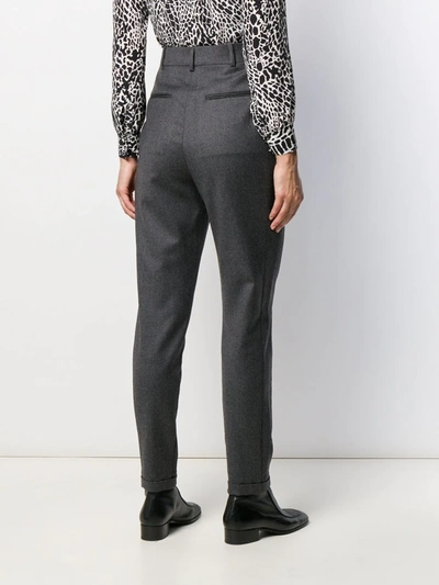 Shop Saint Laurent High-waisted Tapered Trousers In Grey
