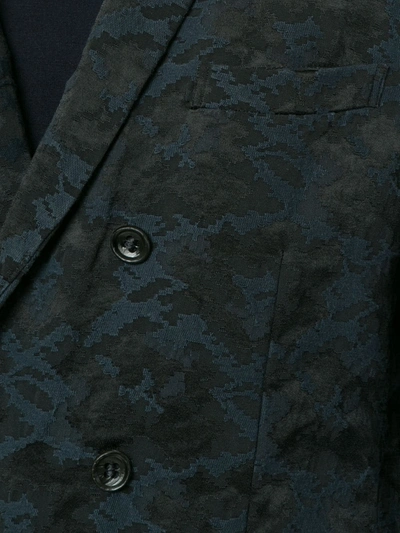 Pre-owned Comme Des Garçons Camouflage Single Breasted Coat In Blue