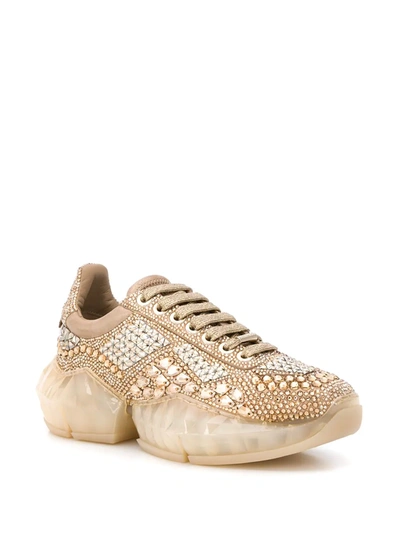 Shop Jimmy Choo Diamond Crystal-embellished Sneakers In Gold