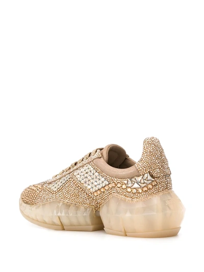 Shop Jimmy Choo Diamond Crystal-embellished Sneakers In Gold