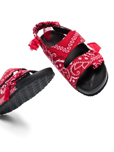 Shop Arizona Love Bandana-print Flat Sandals In Red