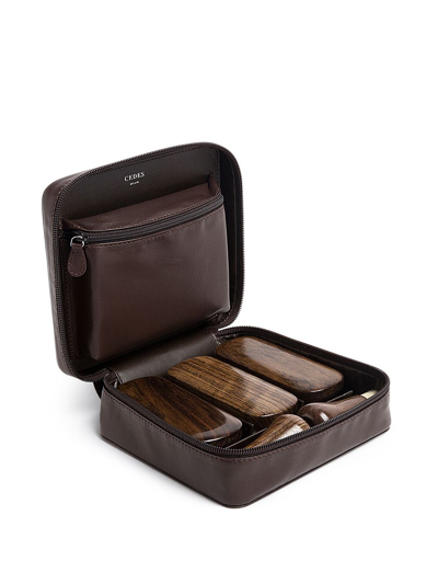 Shop Lorenzi Milano Travel Shoe Care Set In Brown