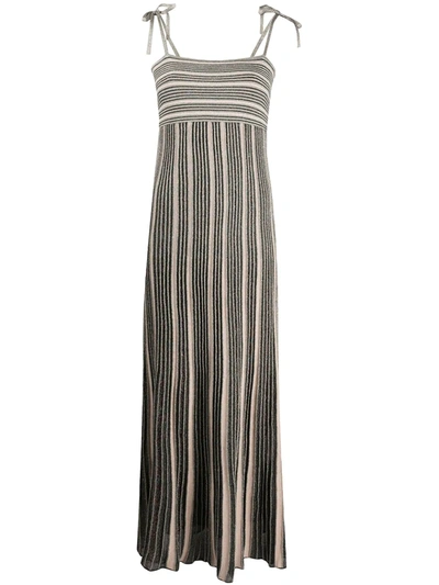 Shop M Missoni Striped Pleated Maxi Dress In Green