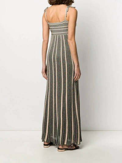 Shop M Missoni Striped Pleated Maxi Dress In Green