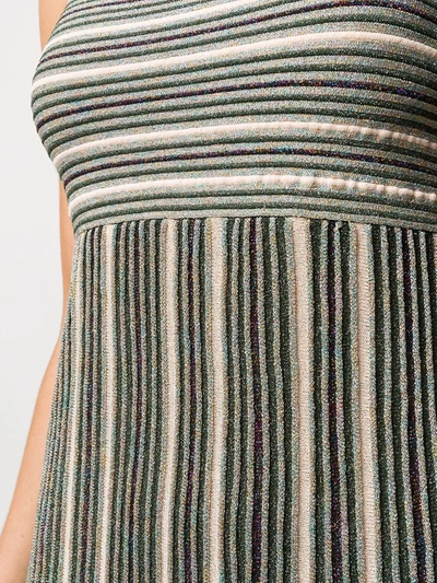 Shop M Missoni Striped Pleated Maxi Dress In Green