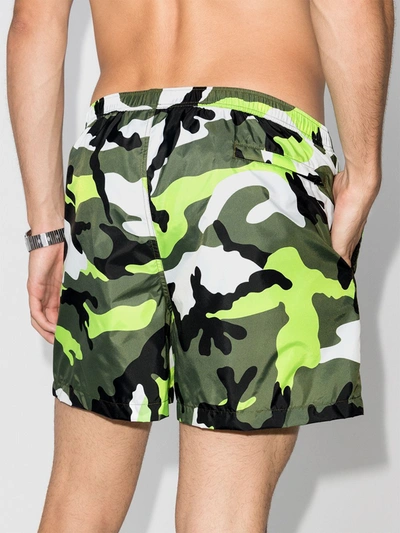 Shop Valentino Camouflage-print Swim Shorts In Green
