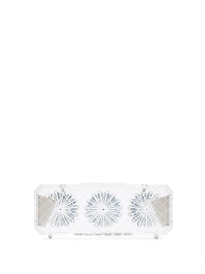 Shop Y/project Clear Flower Engraved Chain Strap Acrylic Clutch Bag In Neutrals