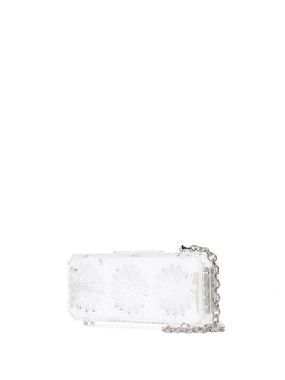 Shop Y/project Clear Flower Engraved Chain Strap Acrylic Clutch Bag In Neutrals