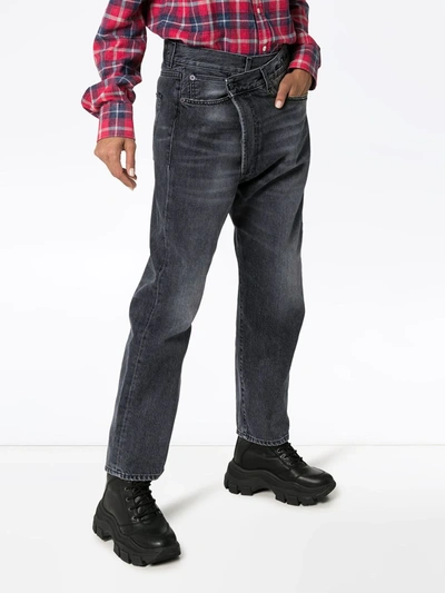 R13 Leyton Crossover-front Jeans In Black