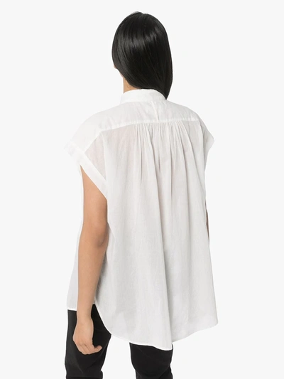 Nili Lotan Normandy Shirred Cotton Blouse In White