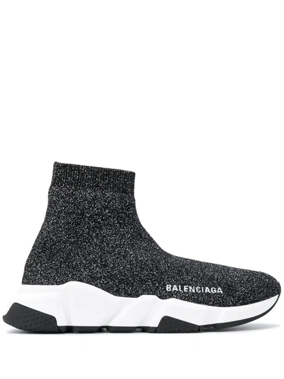 Shop Balenciaga Speed Stretch-knit Sneakers In Black