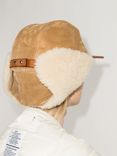 Shop Chloé Chapka Shearling Trapper Hat In Nude