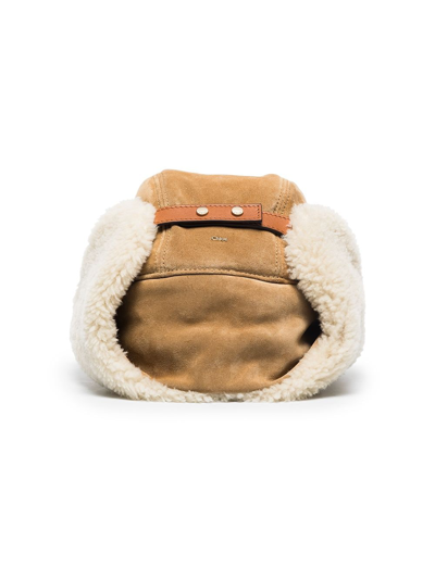 Shop Chloé Chapka Shearling Trapper Hat In Nude
