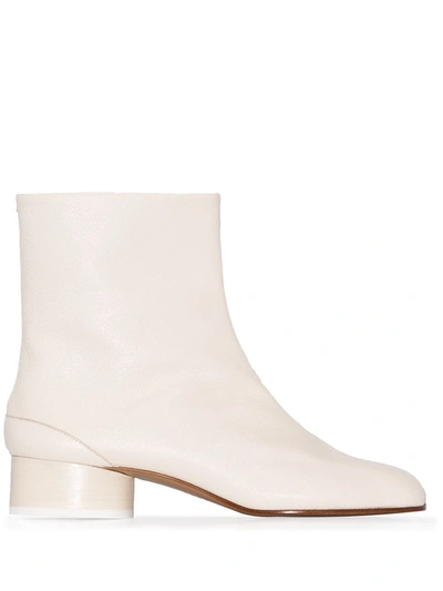 Shop Maison Margiela Tabi 30mm Leather Ankle Boots In White