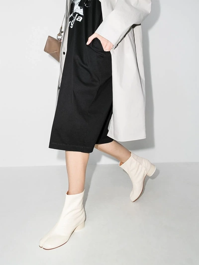 Maison Margiela Leather Booties With Cut-out Detail Heel 6 Cm In White