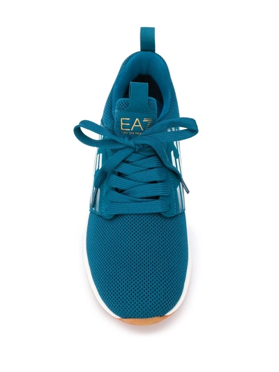 Shop Ea7 Perforated Logo Sneakers In Blue