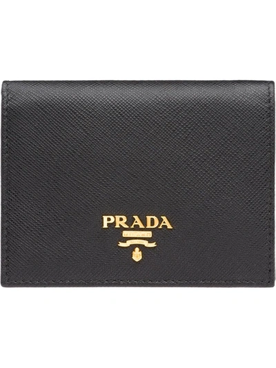 Shop Prada Small Saffiano Wallet In Black