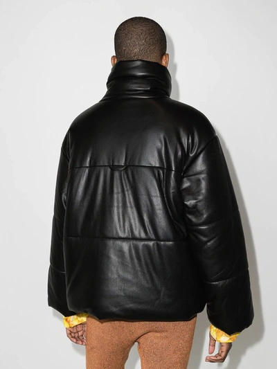 Nanushka Hide Quilted Padded Vegan Leather Jacket In Black