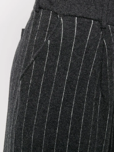 Shop Barrie Pinstripe Cashmere Tailored Trousers In Grey
