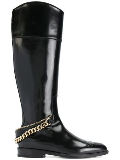 Shop Lanvin Chain-embellished Boots In Black