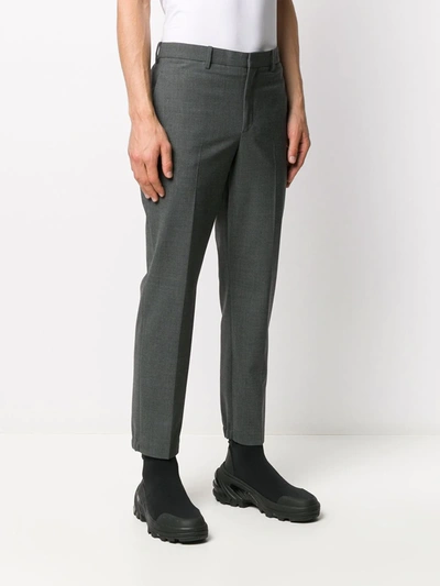 Shop Neil Barrett Cropped Mid-rise Tailored Trousers In Grey