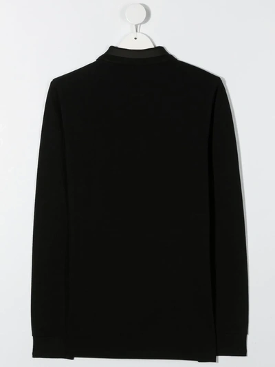 Shop Moncler Fine Knit Polo Shirt In Black